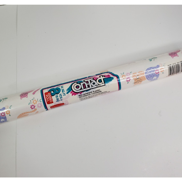 Vtg 1991 Rubbermaid Self Adhesive Contact Paper Jumbo Roll Cats Galore 8 YDS - Picture 1 of 9